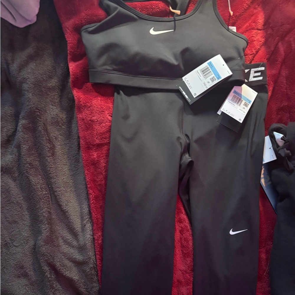 Nike Black Sports Bra with White Swoosh - Picture 3 of 5